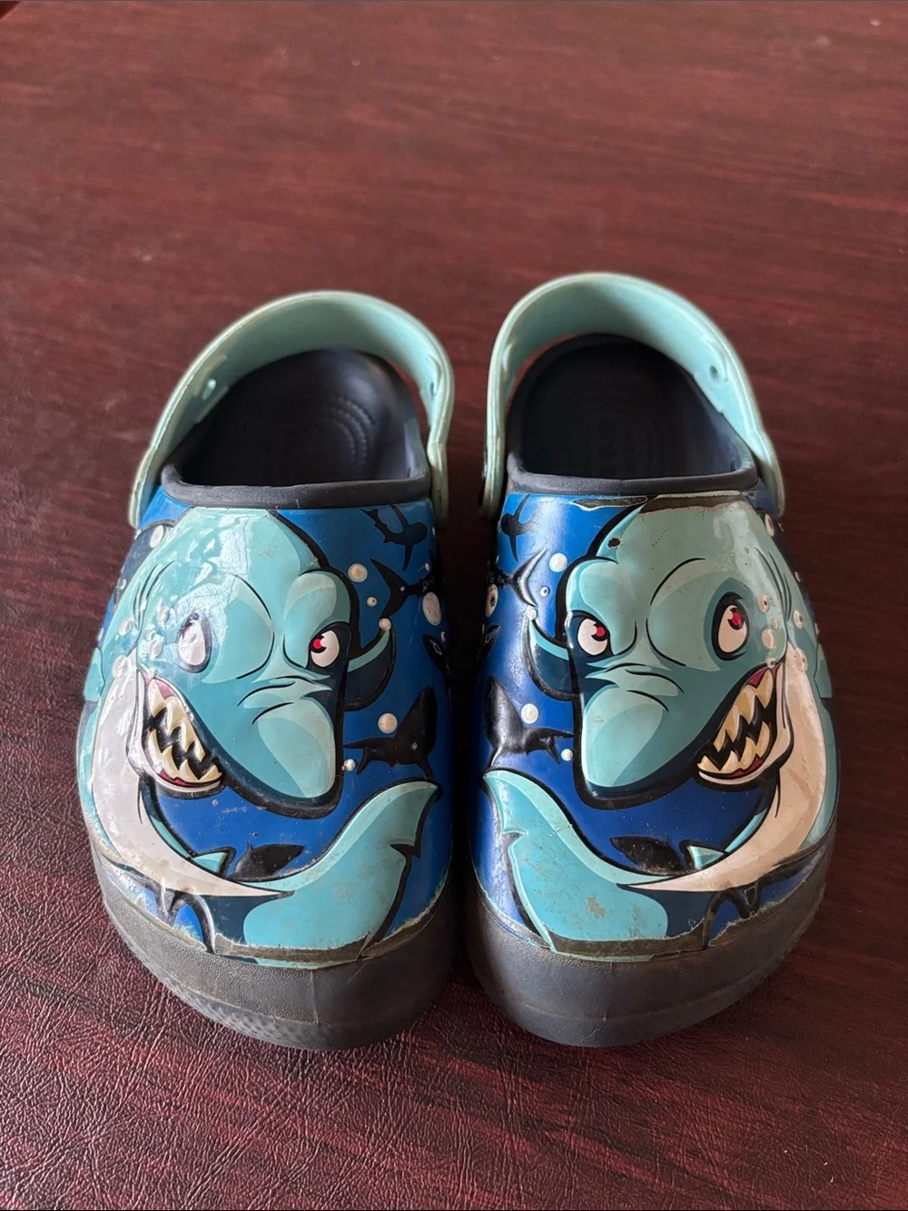 CROCS Kids Shark Clogs in Blue and Light Blue